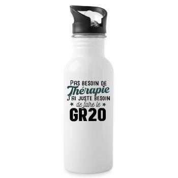 GR20 Corse Randonnée Sport Marathon Cadeau T-shirt - Gourde avec paille intégrée - blanc - Droite