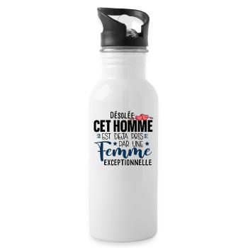Homme Couple Cadeau Humour Mariage Humour Fiancé - Gourde avec paille intégrée - blanc - Droite