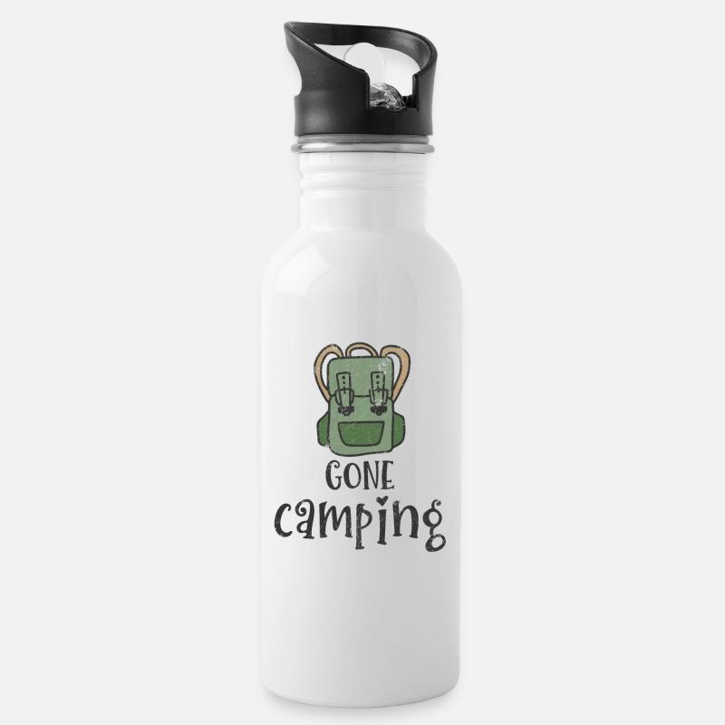 CAMPING VOYAGE SAC À DOS VALISE VACANCES TOUR MOTIF - Gourde avec paille intégrée - blanc