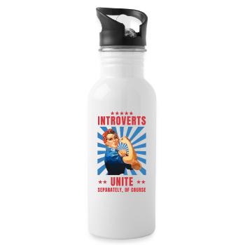 Agoraphobia introverts unite - Trinkflasche mit integriertem Trinkhalm - Weiß - Rechts