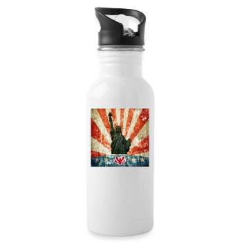 Statue of Liberty, USA - Water bottle with straw - white - Right