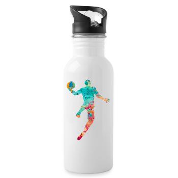 Basketballspieler - PopArt - Trinkflasche mit integriertem Trinkhalm - Weiß - Rechts