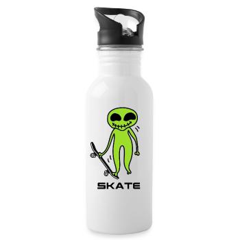 skateboard skate outta space sk8 skateboarder - Trinkflasche mit integriertem Trinkhalm - Weiß - Rechts