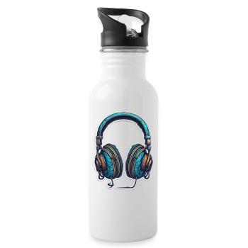 Headphones - Music - Trinkflasche mit integriertem Trinkhalm - Weiß - Rechts