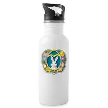 Easter Bunny Easter Motif - Water bottle with straw - white - Right
