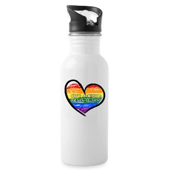 Give America Brain Again Rainbow LGBTQ - Trinkflasche mit integriertem Trinkhalm - Weiß - Rechts