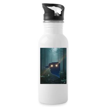 Nachtwald Vogel Silhouette Leuchten - Trinkflasche mit integriertem Trinkhalm - Weiß - Rechts