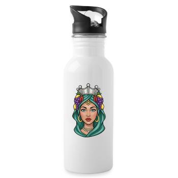 Sicily Moor's Head Woman Sicily - Water bottle with straw - white - Right