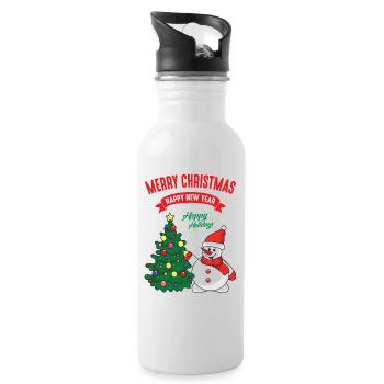 Bonhomme de neige hiver noël noël neige - Gourde avec paille intégrée - blanc - Droite