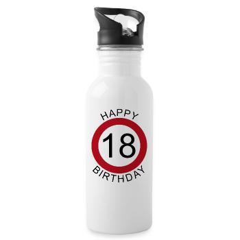Joyeux anniversaire 18 anniversaire de signe de route - Gourde avec paille intégrée - blanc - Droite