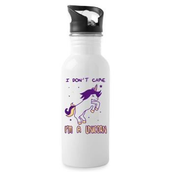 I don't care i'm a unicorn,einhorn,Lustig - Trinkflasche mit integriertem Trinkhalm - Weiß - Rechts