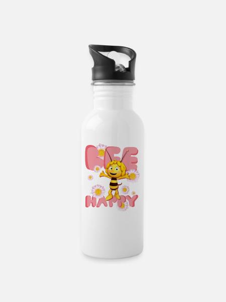 Biene Maja Bee Happy - Trinkflasche mit integriertem Trinkhalm - Weiß