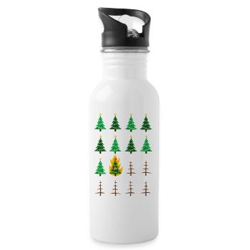 burning chrismas tree, Christmas, Christmas tree - Water bottle with straw - white - Right
