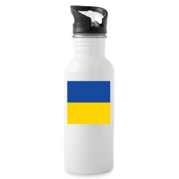 Ukraine Flag, Ukraine Pride, Ukrainian Gift - Water bottle with straw - white - Right