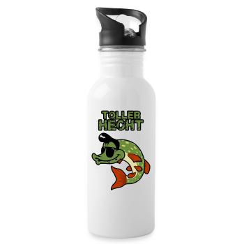 Toller Hecht Angeln Raubfisch - Trinkflasche mit integriertem Trinkhalm - Weiß - Rechts
