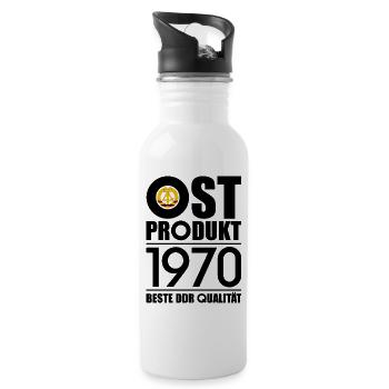 56. GEBURTSTAG OSSI OSTPRODUKT 1970 DDR - Trinkflasche mit integriertem Trinkhalm - Weiß - Rechts