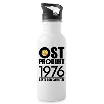 50. GEBURTSTAG OSSI OSTPRODUKT 1976 DDR - Trinkflasche mit integriertem Trinkhalm - Weiß - Rechts
