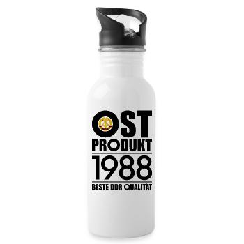 38. GEBURTSTAG OSSI OSTPRODUKT 1988 DDR - Trinkflasche mit integriertem Trinkhalm - Weiß - Rechts