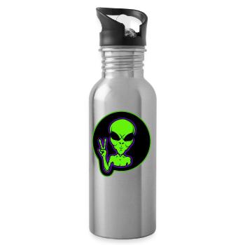 Außerirdischer - Trinkflasche mit integriertem Trinkhalm - Lightsilver - Rechts