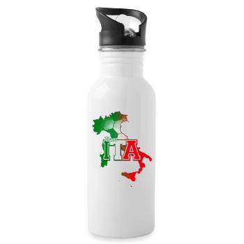 Team ITA Map Italy with Ball Pattern - Water bottle with straw - white - Right