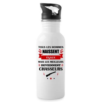 Tous les hommes naissent égaux chasse, chasseur - Gourde avec paille intégrée - blanc - Droite