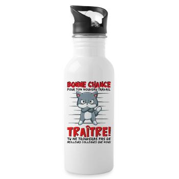 Depart Collegue de Travail Nouvel Emploi Bn chance - Gourde avec paille intégrée - blanc - Droite