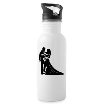 Mariage Mariage Mariée Jeunes mariés Mariage Mariage - Gourde avec paille intégrée - blanc - Droite