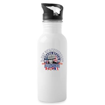 D DAY 80. Jahrestag in der Normandie - Trinkflasche mit integriertem Trinkhalm - Weiß - Rechts