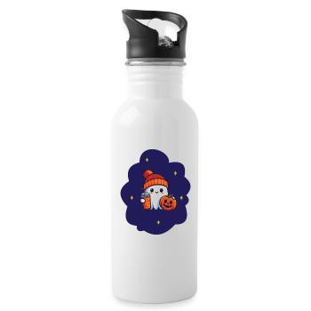 AUTUMN - Pumpkin Ghost - Trinkflasche mit integriertem Trinkhalm - Weiß - Rechts