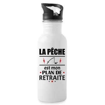 La pêche est mon plan de retraite, humour, noël - Gourde avec paille intégrée - blanc - Droite