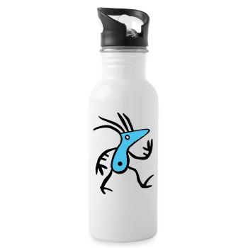 Créature bleue abstraite - Gourde avec paille intégrée - blanc - Droite