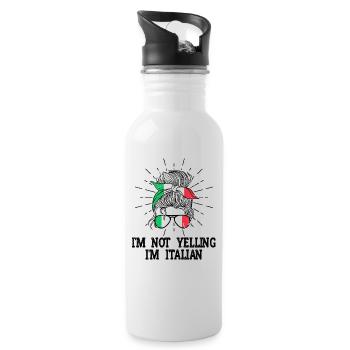 Italian Italy Funny Saying Gift Idea - Water bottle with straw - white - Right