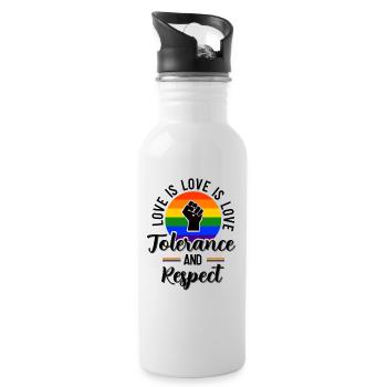 LGBT Tolerance Respect Gay Pride Love is Love CSD - Water bottle with straw - white - Right