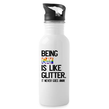Being Gay LGBT CSD Gay Pride Glittering Rainbow - Water bottle with straw - white - Right