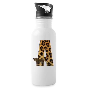 leopard a - Trinkflasche mit integriertem Trinkhalm - Weiß - Rechts