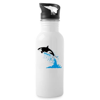 Orca, killer whale, killer whale, killer whale, sea - Water bottle with straw - white - Right
