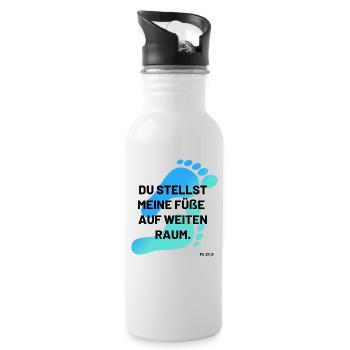 du stellst meine Füße auf weiten Raum mehrfarbig - Trinkflasche mit integriertem Trinkhalm - Weiß - Rechts