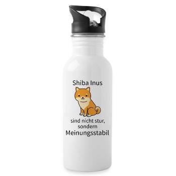 Shiba Inu Hund Hundeliebhaber - Trinkflasche mit integriertem Trinkhalm - Weiß - Rechts