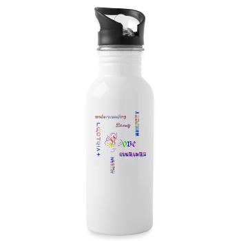 LGBTQIA - Déclaration Couleurs arc-en-ciel - Gourde avec paille intégrée - blanc - Droite