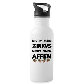 Nicht mein Zirkus - nicht meine Affen - Trinkflasche mit integriertem Trinkhalm - Weiß - Rechts