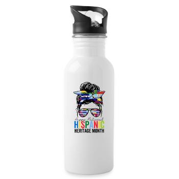 National Hispanic Heritage Month Spanish American - Water bottle with straw - white - Right