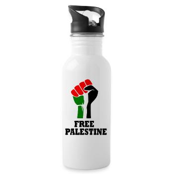 Free palestine - Water bottle with straw - white - Right