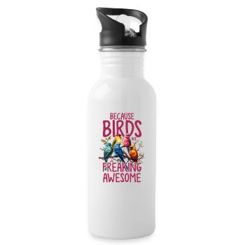 Vogelliebhaber verdammt genial lustig Vogel Vogel - Trinkflasche mit integriertem Trinkhalm - Weiß - Rechts