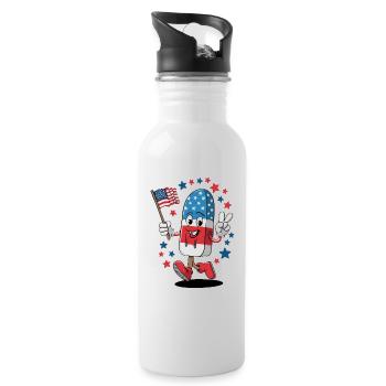 Popsicle USA Drapeau américain Patriot Dessert glacé - Gourde avec paille intégrée - blanc - Droite