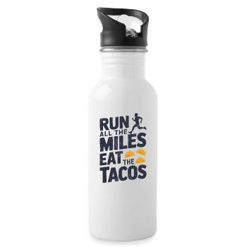 Lauf Alle Kilometer Iss Alle Tacos Lustiger Läufer - Trinkflasche mit integriertem Trinkhalm - Weiß - Rechts