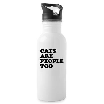 Katzen sind auch Menschen Miauen Kätzchen Lustige Katze Tier - Trinkflasche mit integriertem Trinkhalm - Weiß - Rechts