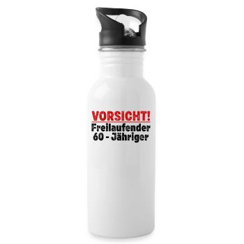 60. Geburtstag Männer Frauen Lustig 60 Jahre - Trinkflasche mit integriertem Trinkhalm - Weiß - Rechts