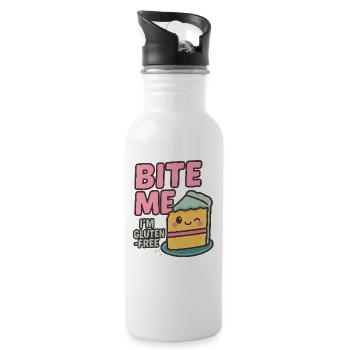 Beiß mich, ich bin glutenfrei - Trinkflasche mit integriertem Trinkhalm - Weiß - Rechts