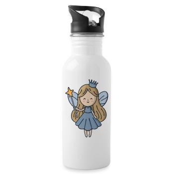 Süße Märchenprinzessin mit Zauberstab, Magical Girl Design - Trinkflasche mit integriertem Trinkhalm - Weiß - Rechts