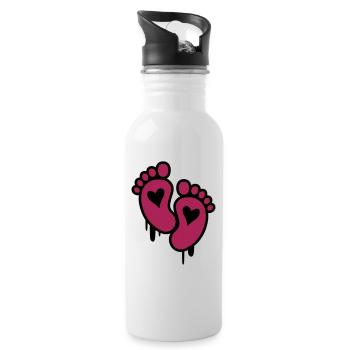 Baby Feet Heart Symbol Baby - Water bottle with straw - white - Right